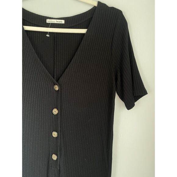 Reformation Jeans Black Camille Ribbed Knit M Tencel Modal Jumpsuit Romper Comfy - Picture 4 of 9
